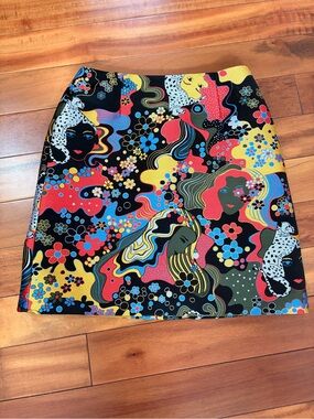 MARY KATRANTZOU Black Multi Psychedelic Floral Mini Skirt